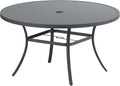 Outdoor Round Patio Table 53in for 6-8 People - All Weather Metal