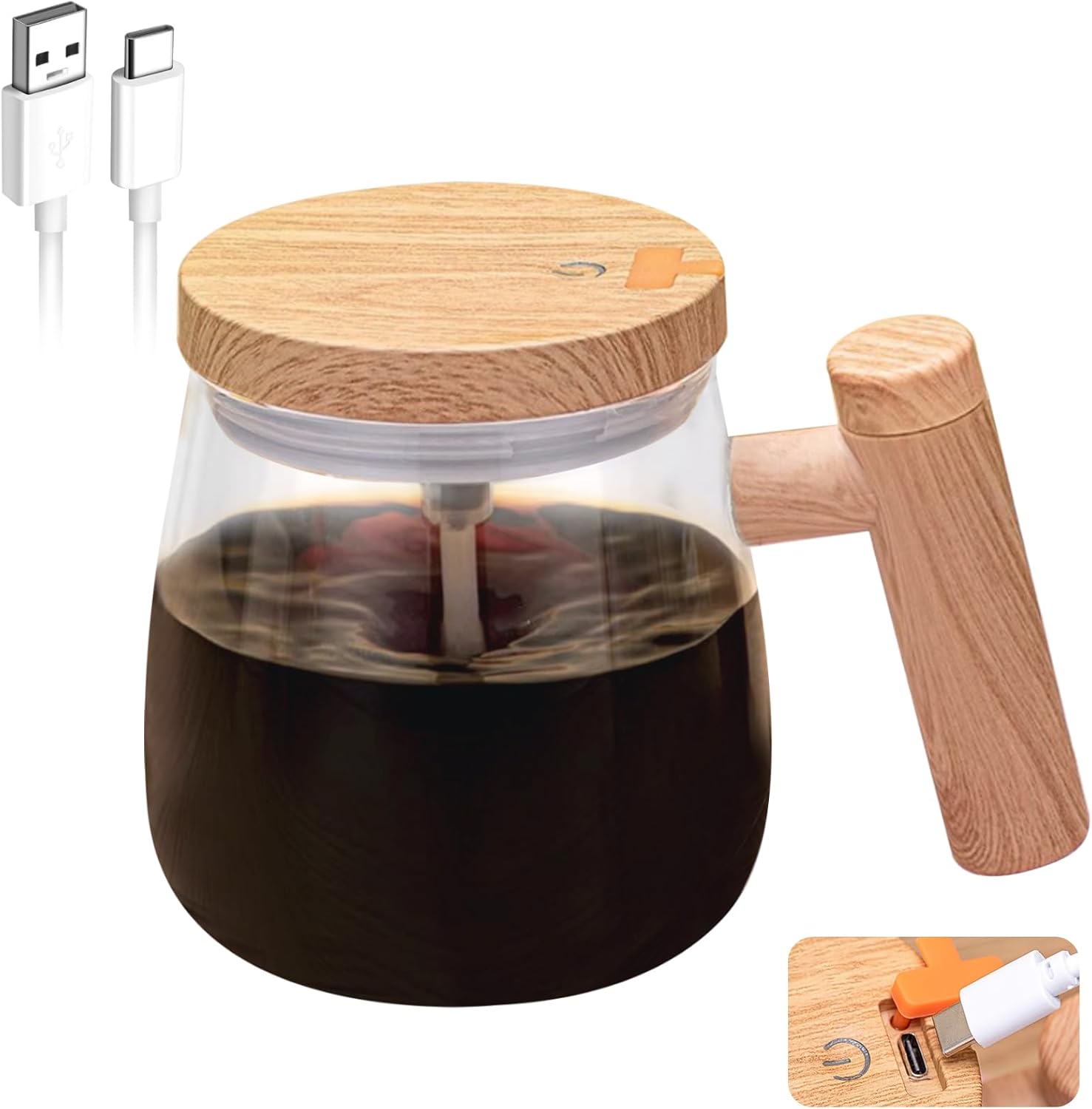VEREMUND Rechargeable Self Stirring Glass Mug