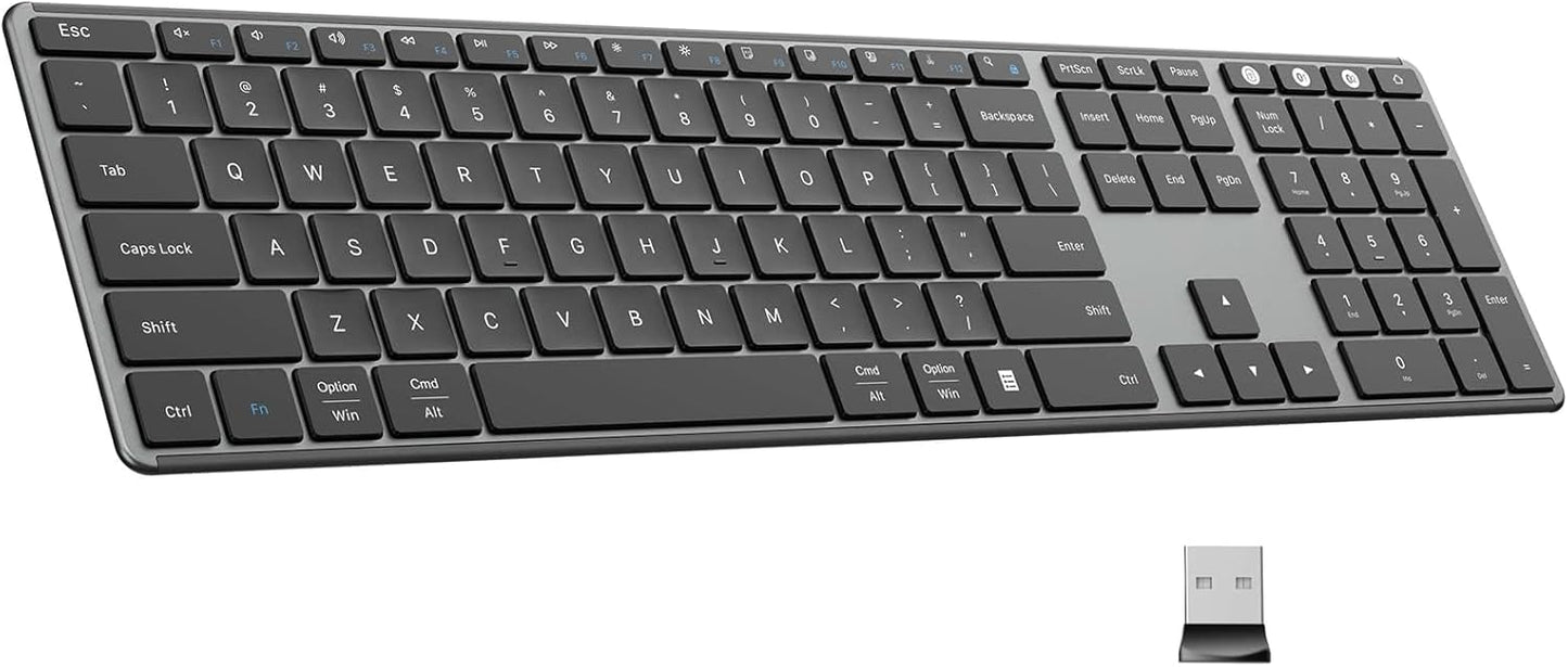 AUSDOM Rechargeable Wireless Keyboard - Quiet & Multi-Device