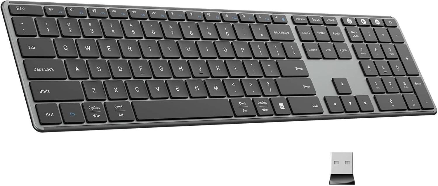 AUSDOM Rechargeable Wireless Keyboard - Quiet & Multi-Device