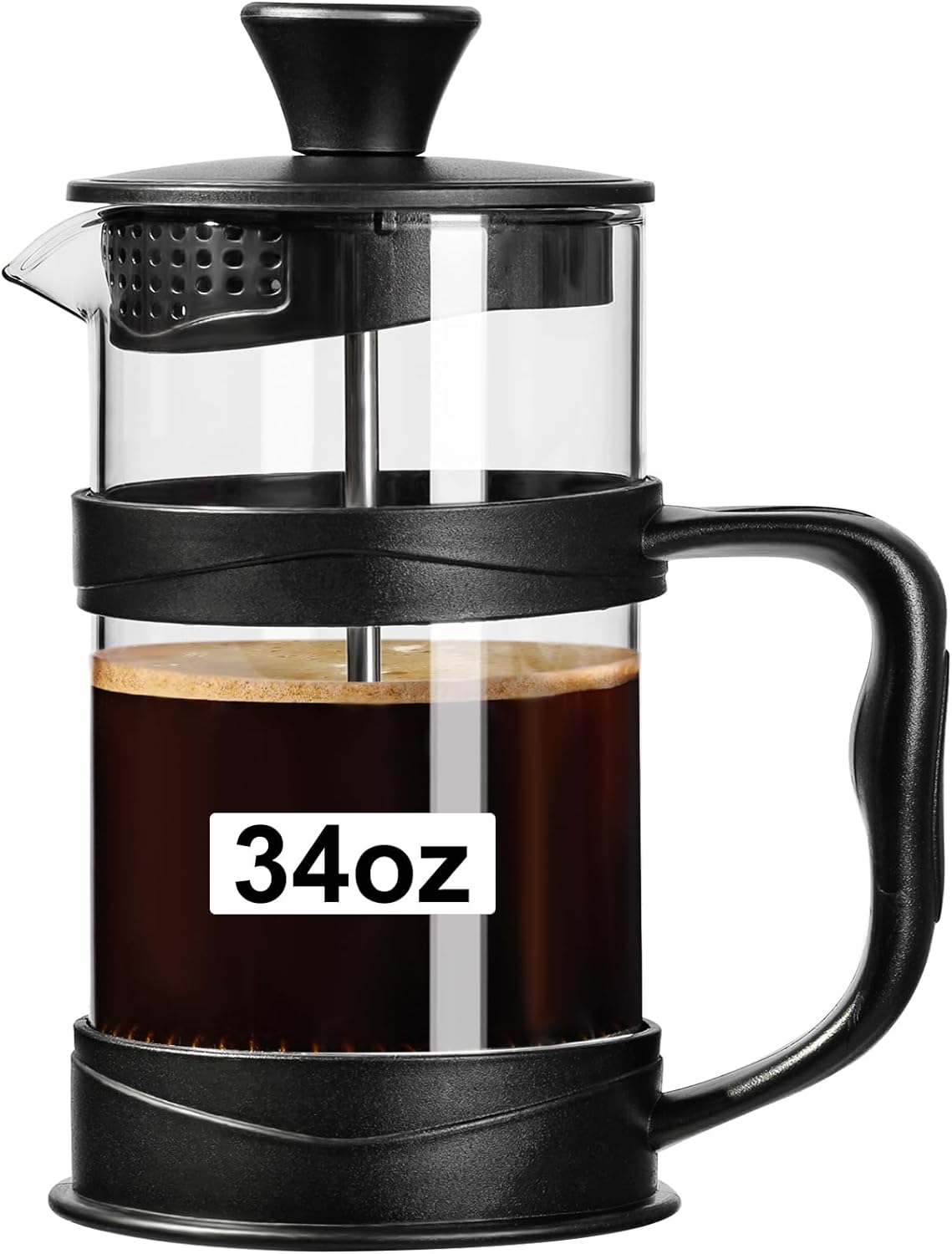 PARACITY 34oz French Press - 3 Filters, Portable, Heat Resistant Glass