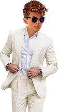Boys Linen Suits Casual 2 Piece Summer Beach Wedding Tuxedo Suit good