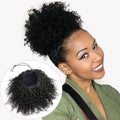 Afro Puff Kinky Curly Drawstring Ponytail Bun 10in Natural Black