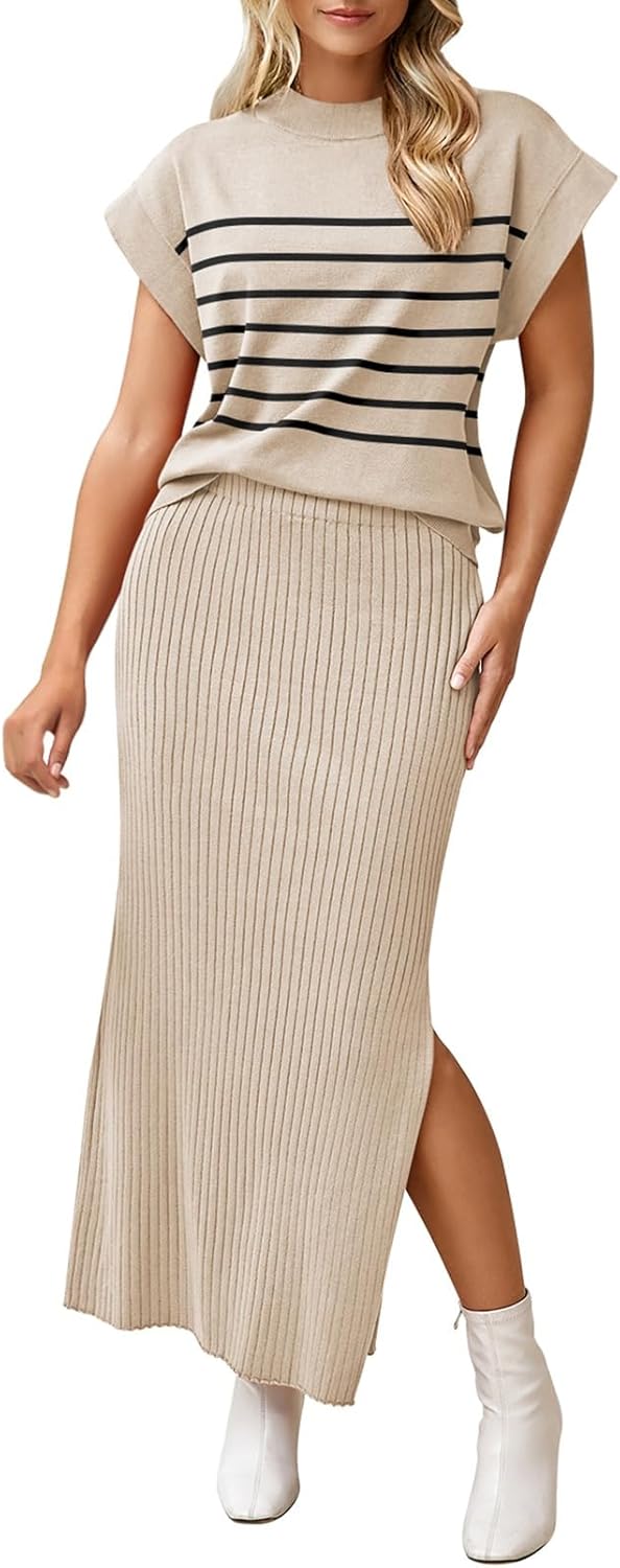 Pink Queen Women's 2 Piece Sweater Outfits Set for Summer Fun
