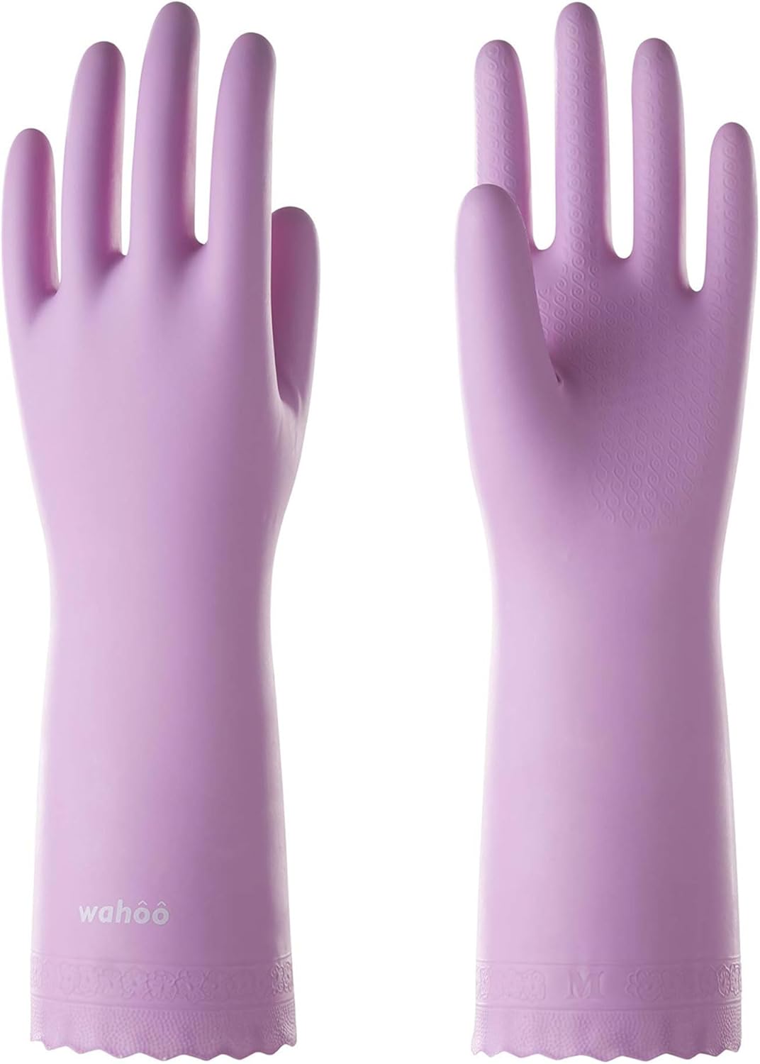 Wahoo Reusable Dishwashing Gloves - Skin-Friendly & Flocked Cotton Liner