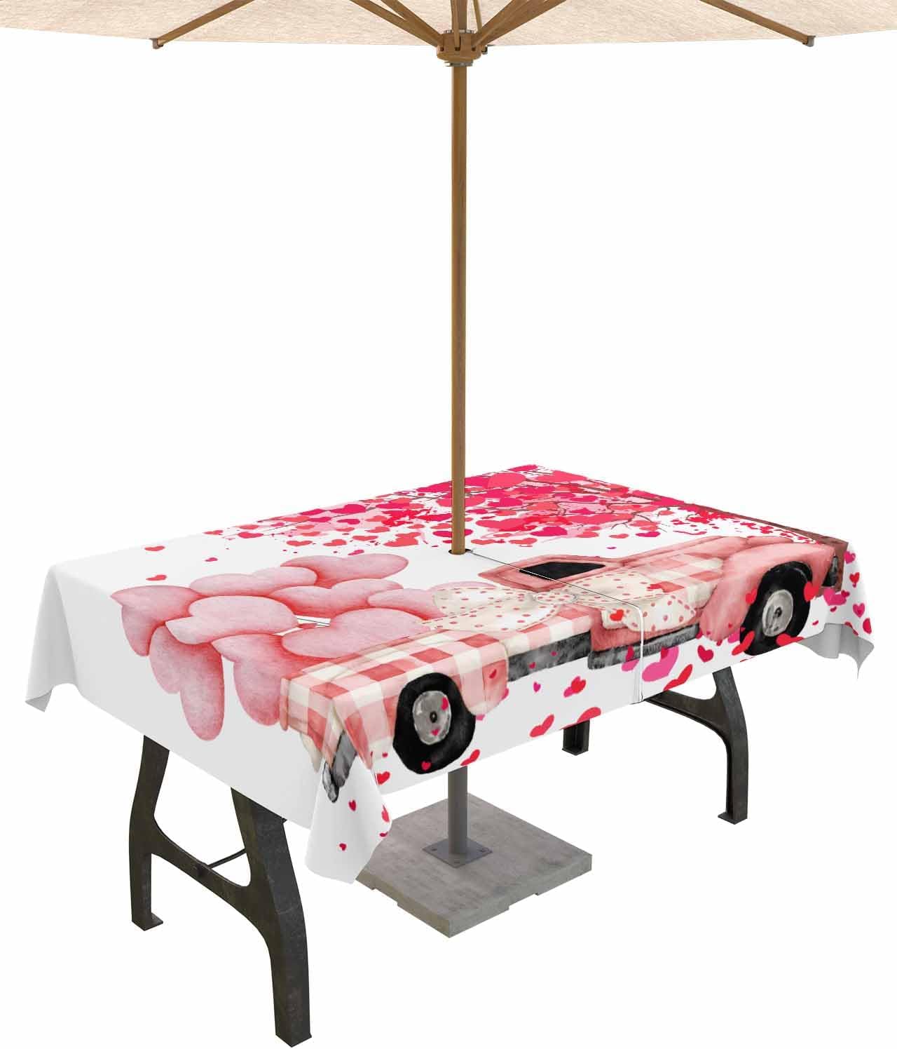 Pink Heart Tree Waterproof Tablecloth, 60x102in - Perfect for Valentine's Day