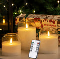 White Glass Flameless Candles Set of 3 - Elegant Remote LED Pillars