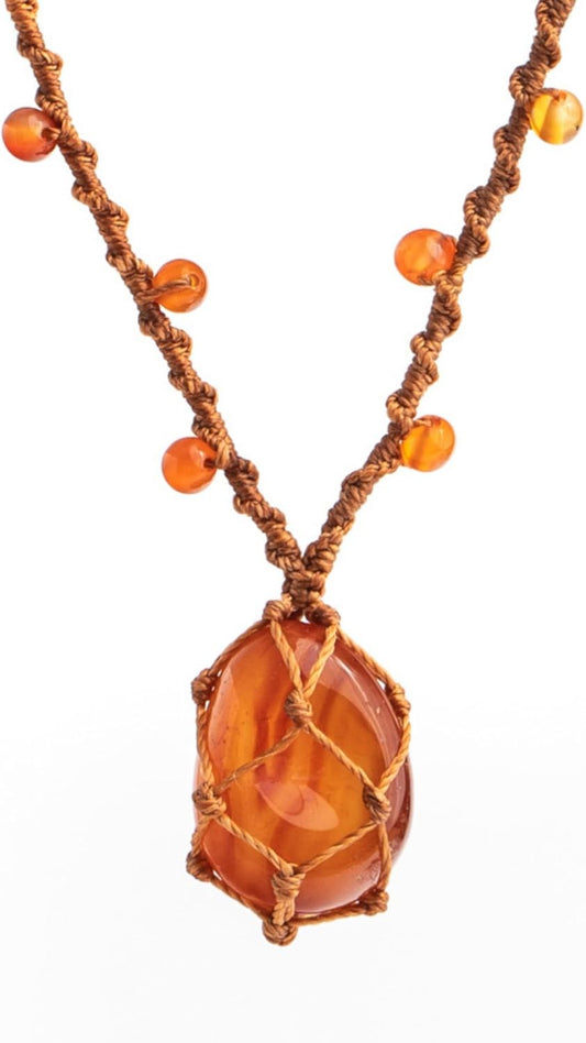 Carnelian Necklace Jewelry for Women - Energizing Orange Stone