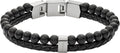 Fossil Men's Stainless Steel and Leather Bracelet - Rugged Elegance