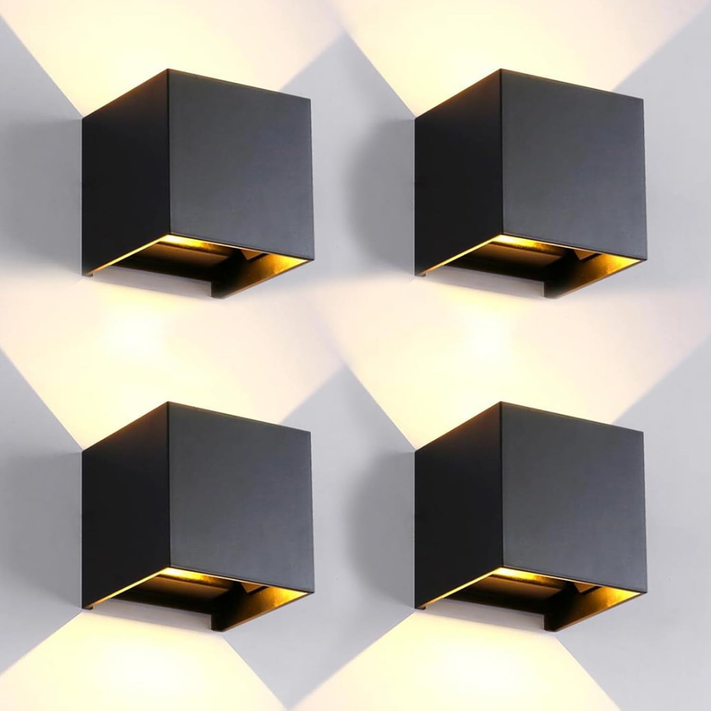 4 Pack LED Outdoor Wall Lights - Adjustable Modern Sconces