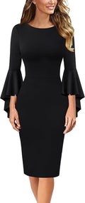 VFSHOW Ruffle Bell Sleeve Bodycon Dress