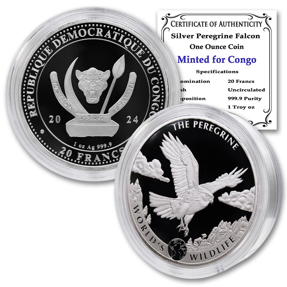 2024 1 oz Congo Silver Peregrine Falcon Coin Brilliant Uncirculated