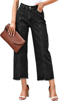 Sidefeel Womens High Waisted Wide Leg Cropped Jeans - Stylish Comfort