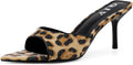 QIV Leopard Kitten Heels Pointed Toe Mule Heels for Women - Dressy fit