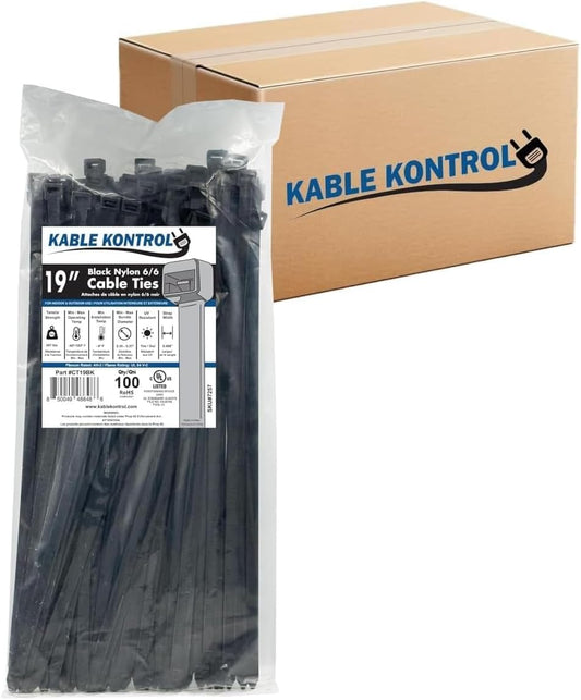 Kable Kontrol 19 Inch Cable Zip Ties - 1,000 Pcs for All Uses