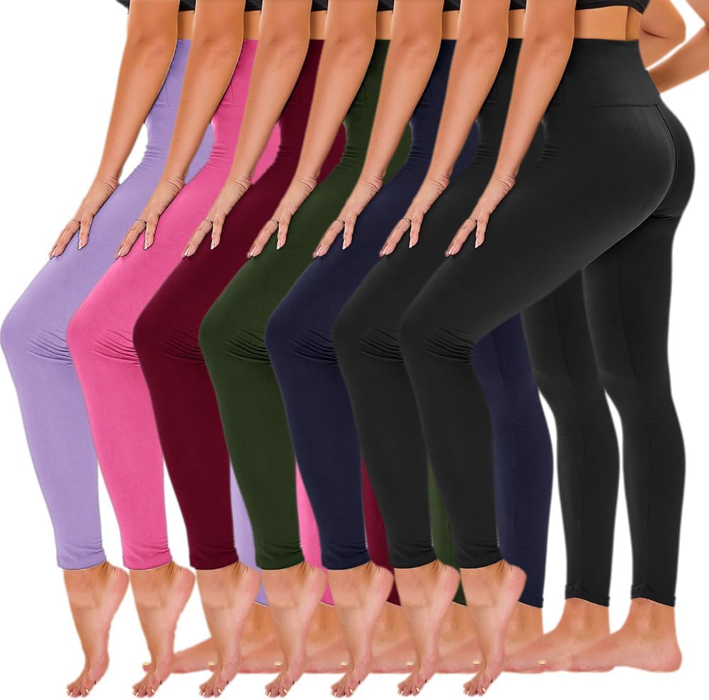 TNNZEET 7 Pack Leggings for Women - High Waisted Comfort