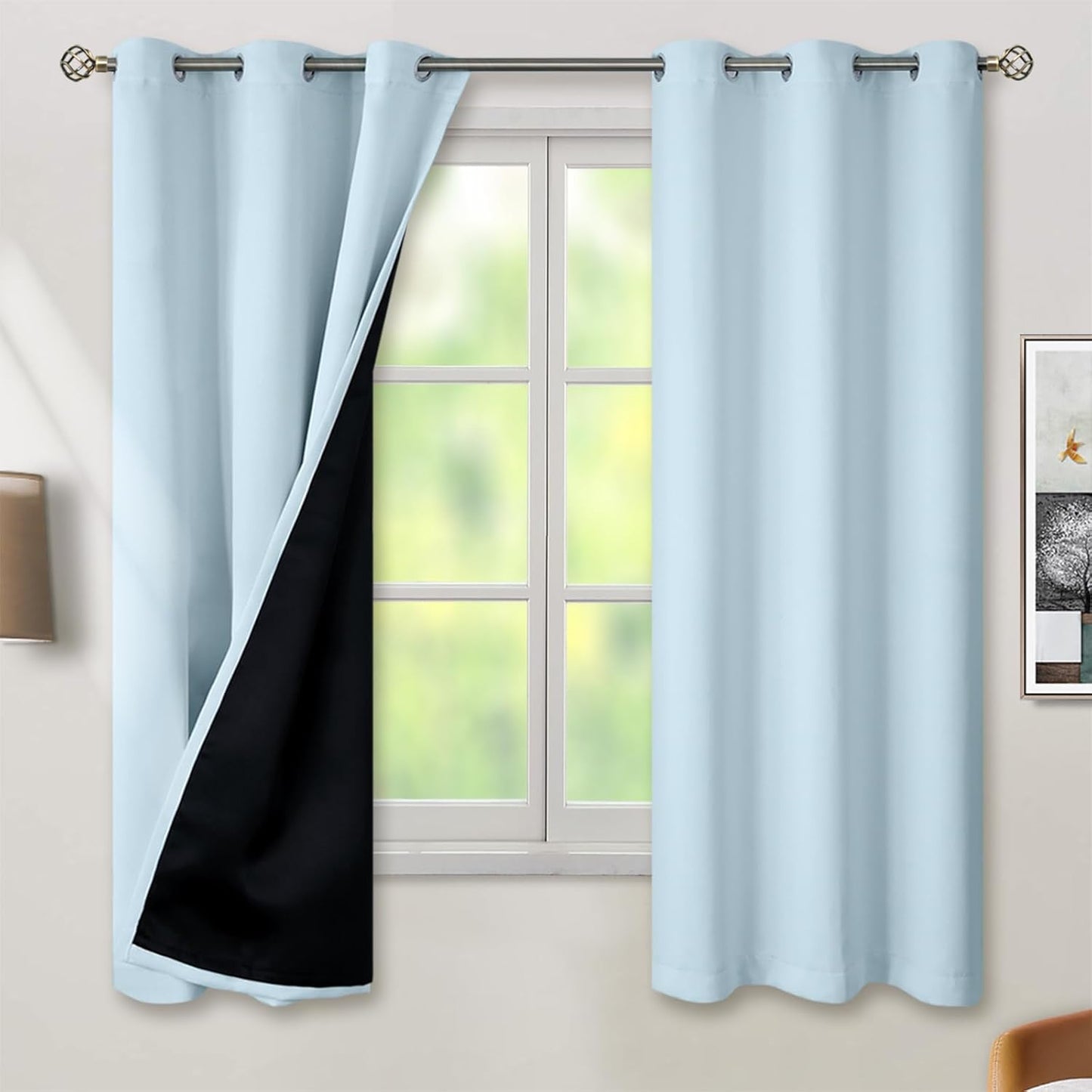 BGment Baby Blue 100% Blackout Curtains for Nursery Bedroom