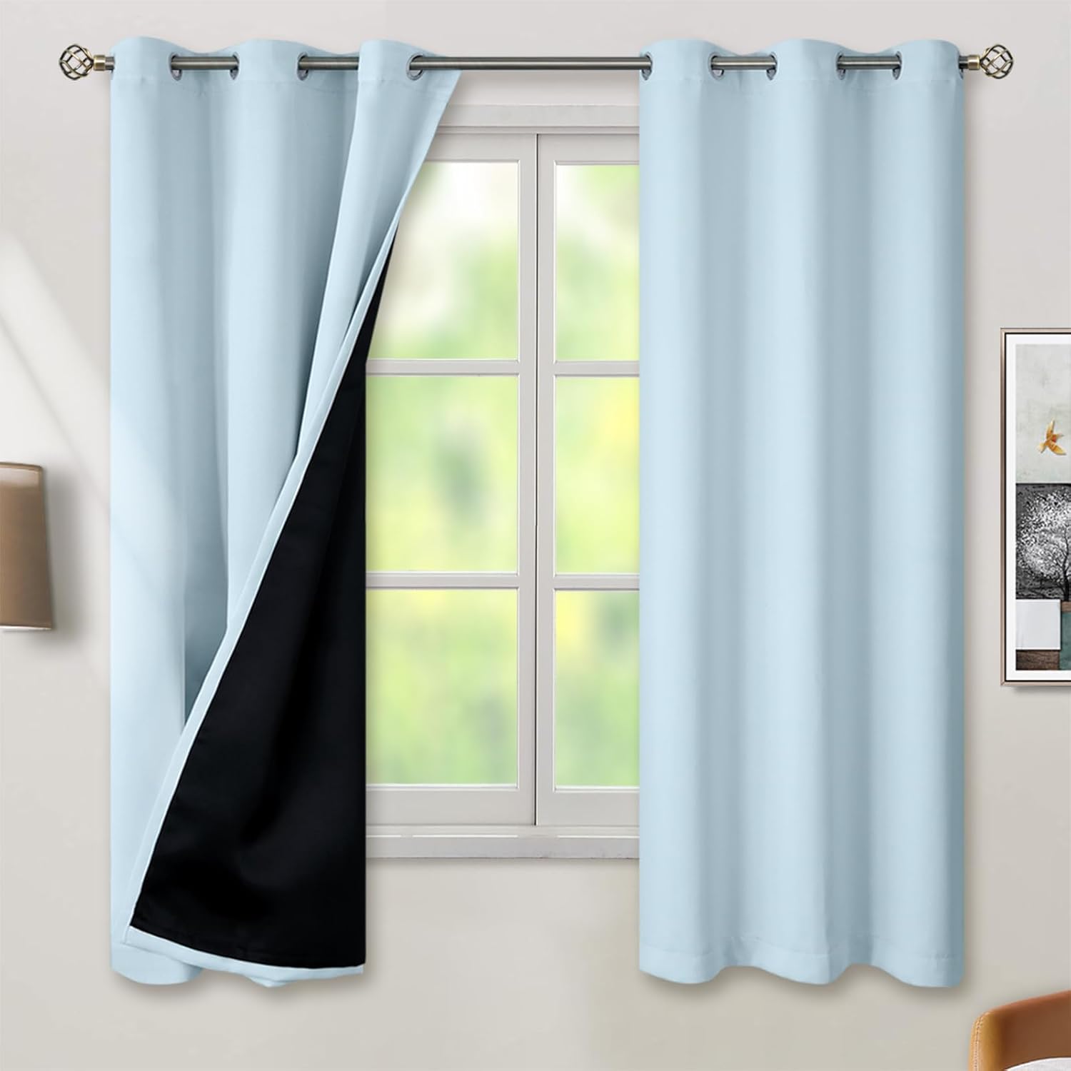 BGment Baby Blue 100% Blackout Curtains for Nursery Bedroom