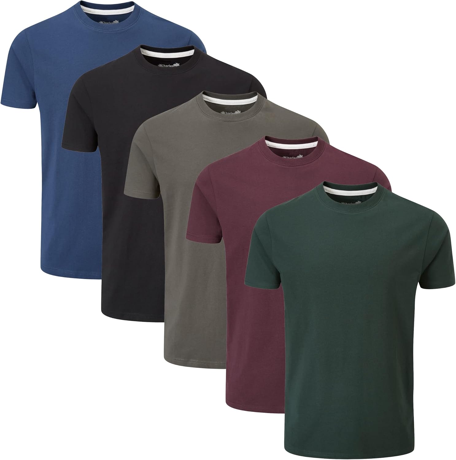 Charles Wilson Men's 5 Pack Crew Neck T-Shirt for Comfort