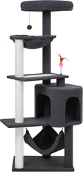 YUNIQUE Cat Tree with Condo and Hammock - Stable, Plush Perch