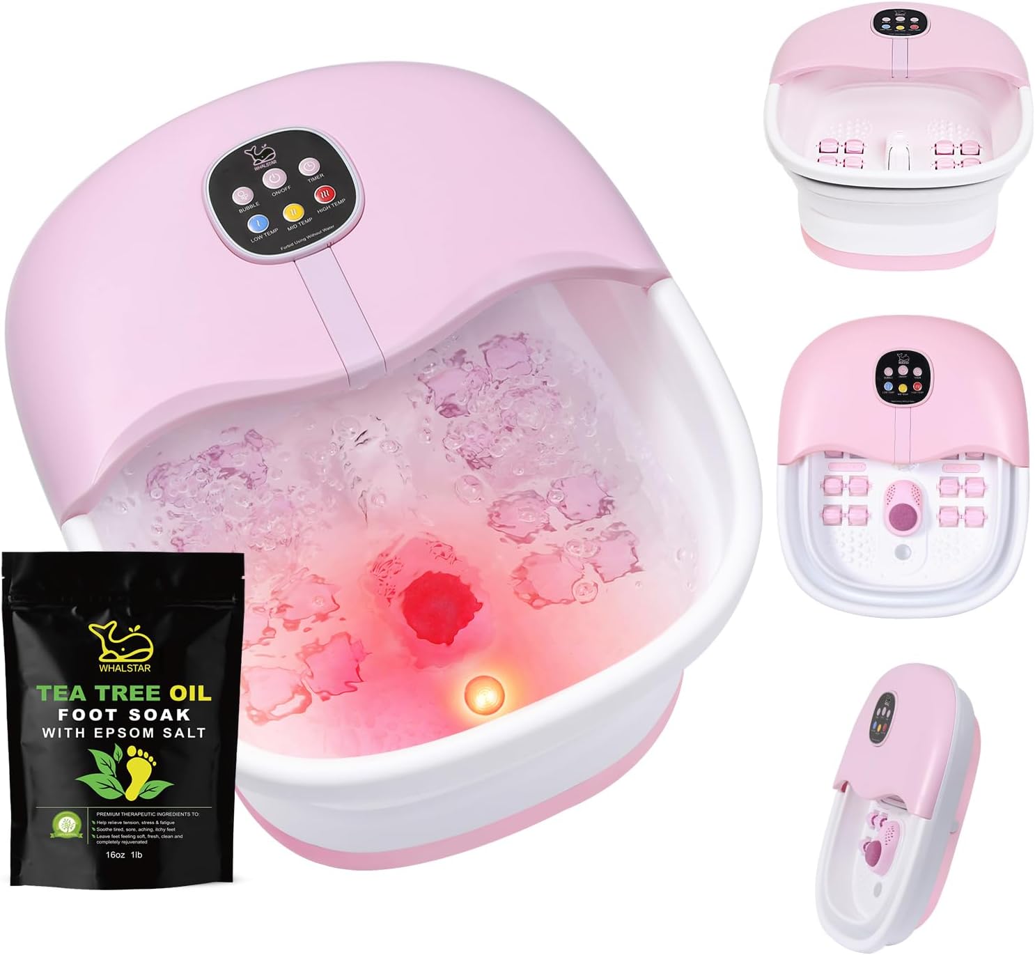 Foot Spa Bath Massager with Heat and Vibration for Relaxation