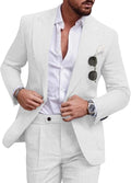 Linen Men Suit Set Casual Tuxedo 2 Piece Regular Fit (Style DDNJ)