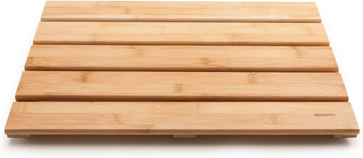 GOBAM Natural Bamboo Bath Mat - Non-Slip Shower & Spa Mat