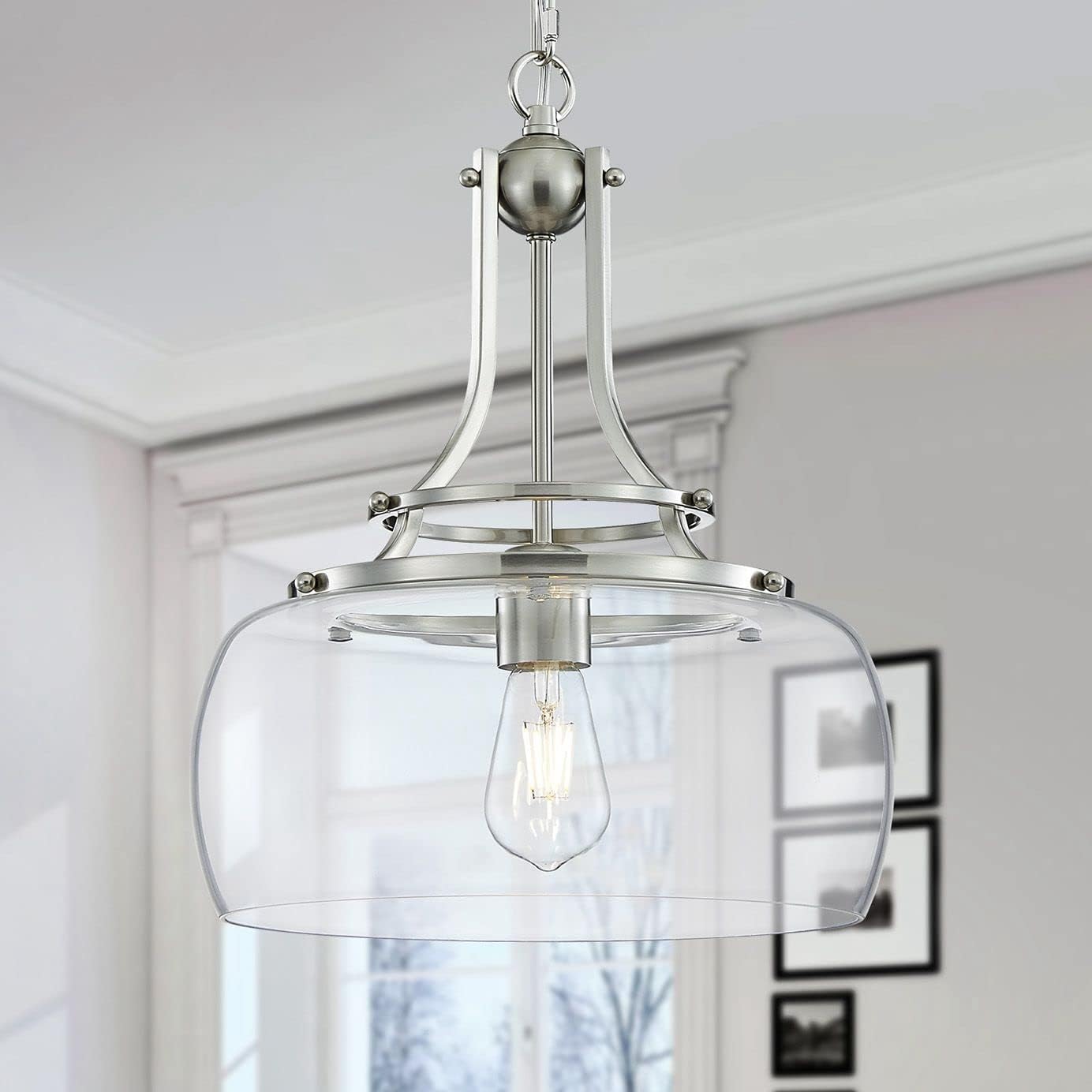 Rustic Farmhouse Industrial Chandelier with Clear Glass Shades
