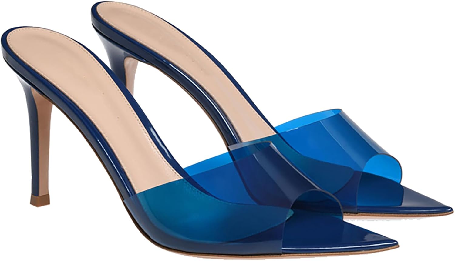 Women'S Clear Pointed Open Toe Stiletto Heel Slide Sandals