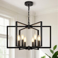 Black Farmhouse Chandelier 6 Light Geometric Dining Room Light