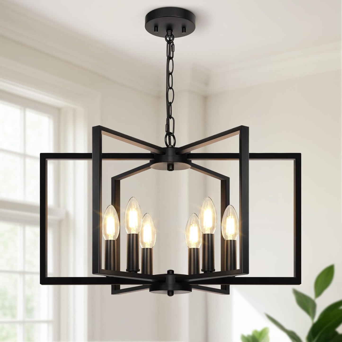 Black Farmhouse Chandelier for Modern Industrial Spaces