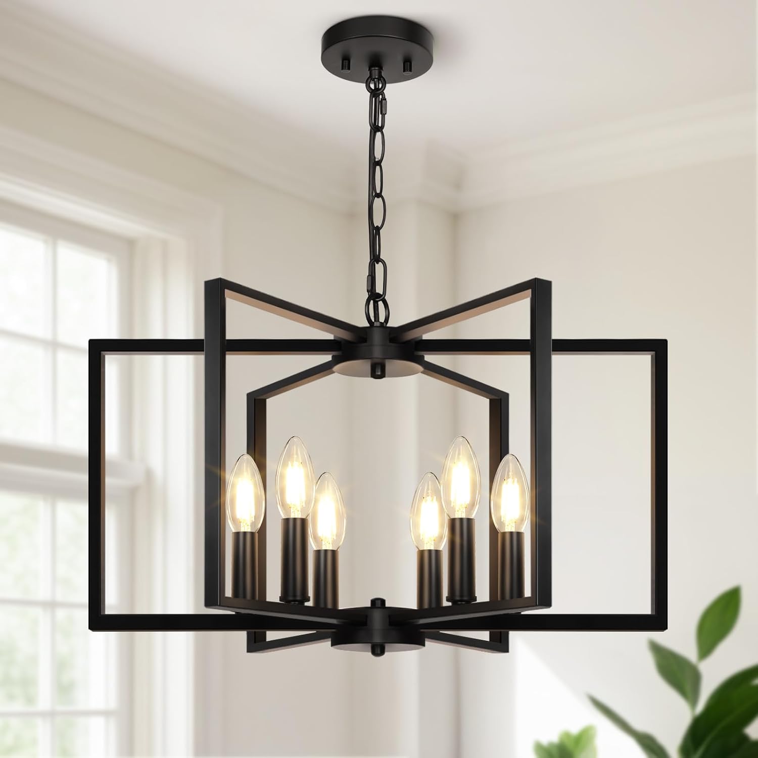 Black Farmhouse Chandelier for Modern Industrial Spaces
