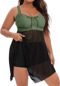 Plus Size Two Piece Swim Dress Set with Shorts for Women by Daci