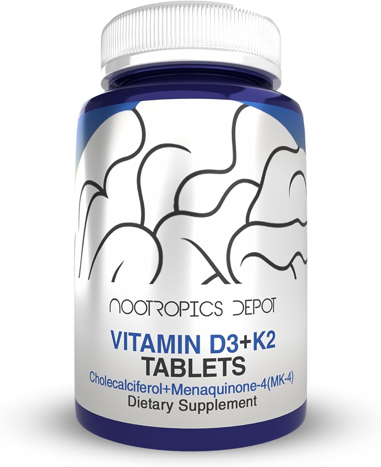 Nootropics Depot Vitamin D3 + K2 Tablets for Mood & Bone Health