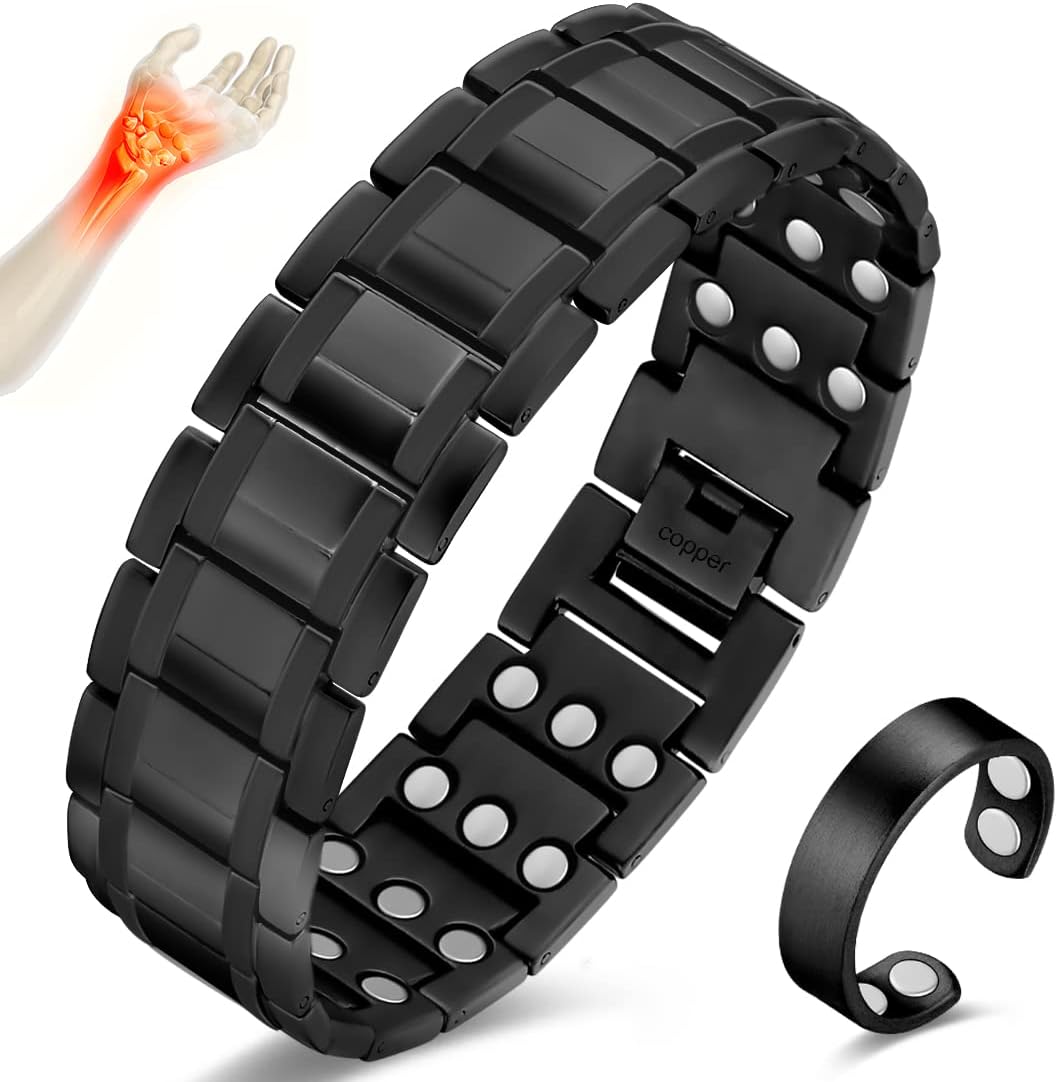 3X Copper Bracelet for Men with Ultra Strength Magnets Set