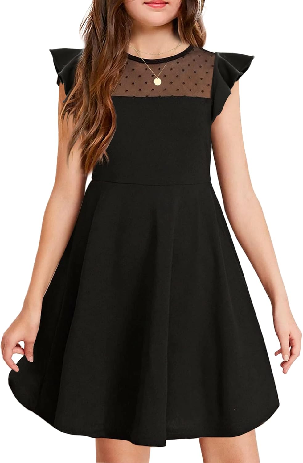 Arshiner Girls Dress Summer Ruffle Sleeve A Line Casual Dress