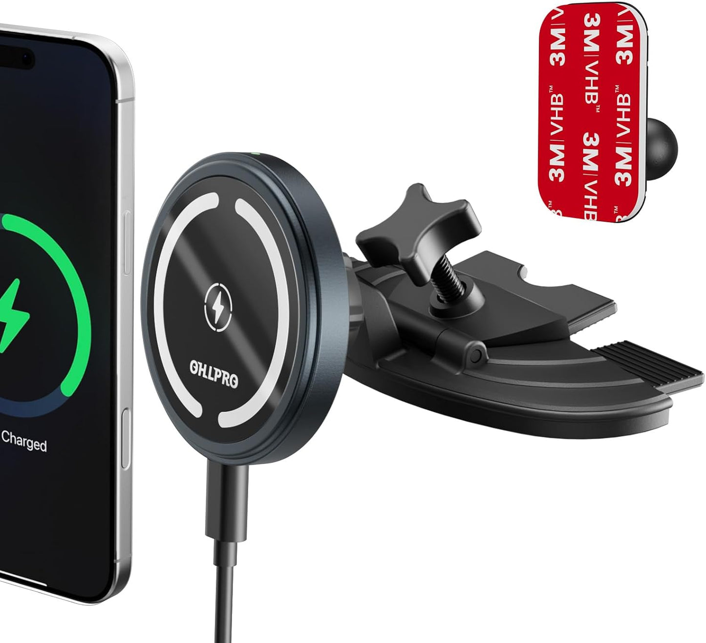 15W Fast Wireless Charger for iPhone 16 - OHLPRO Car Mount