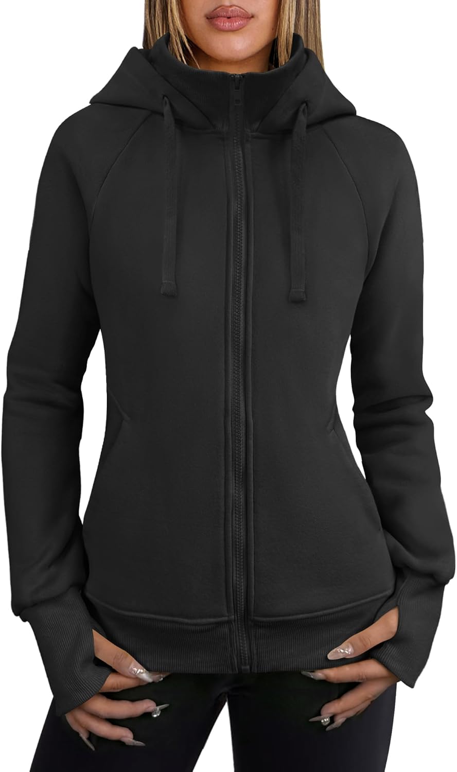 ANRABESS Womens Zip Up Hoodies for Casual Fall Fashion Style