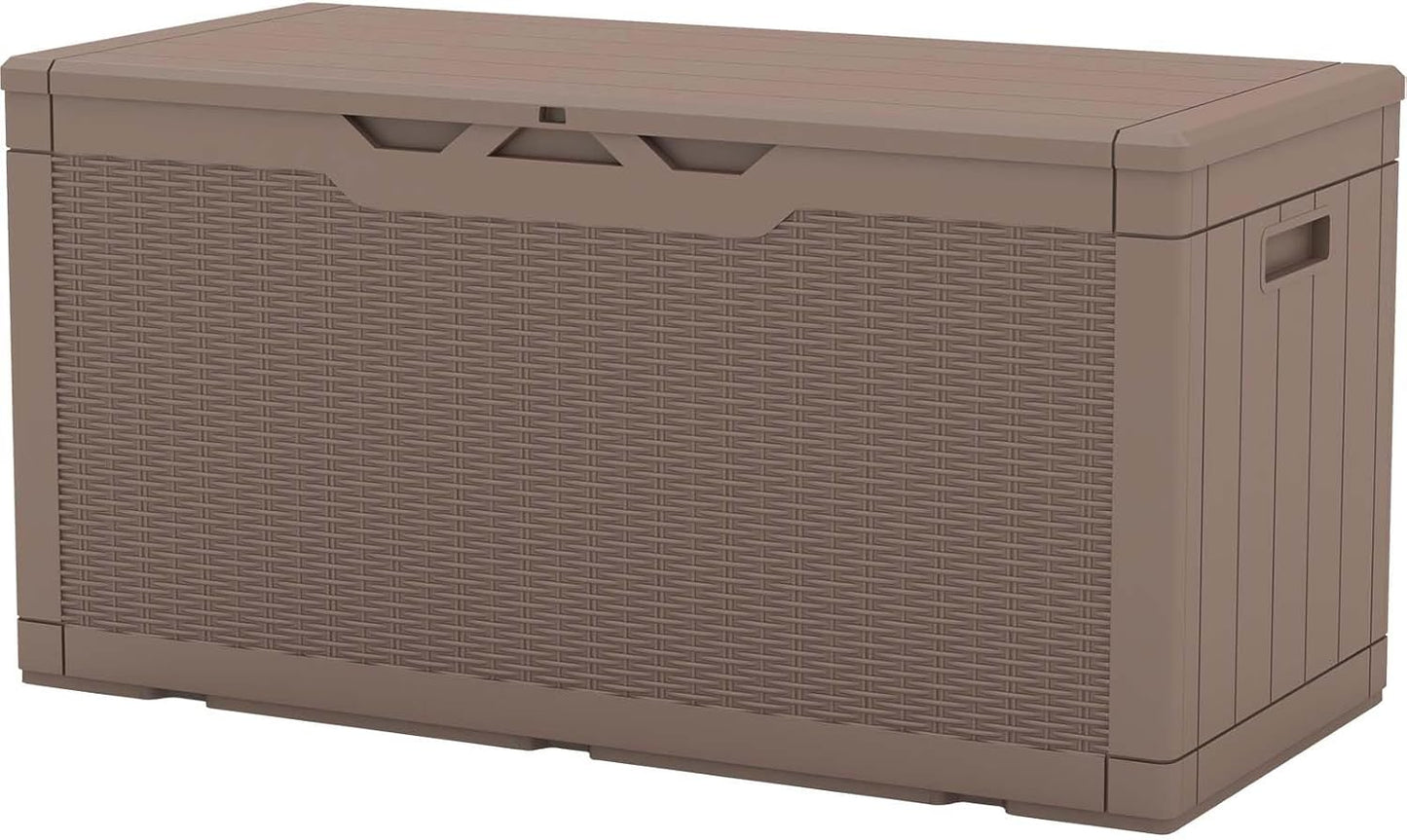 100 Gallon Resin Deck Box for Outdoor Storage and Seating