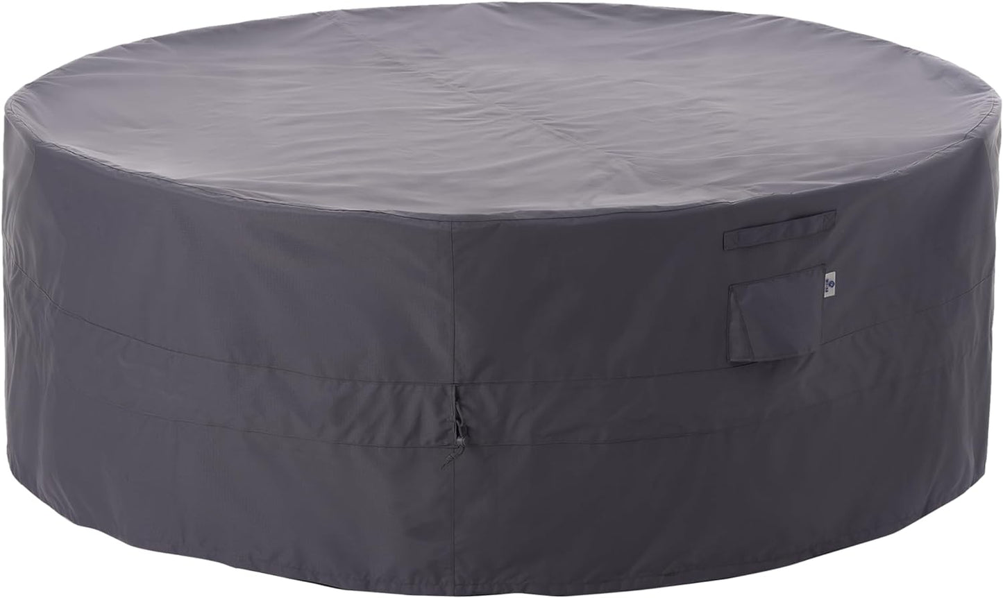 72 Waterproof Round Patio Furniture Cover, UV Resistant, Grey, WJ-X3