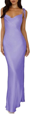 Satin Cowl Neck Spaghetti Strap Slip Maxi Dress - Elegant Formal Look