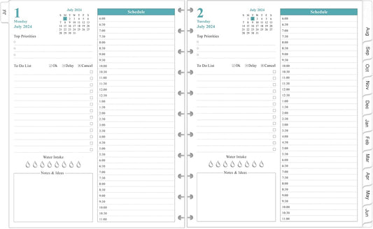 2025 Ocean Daily Planner Refill - 11-Disc Discbound, One Page Per Day