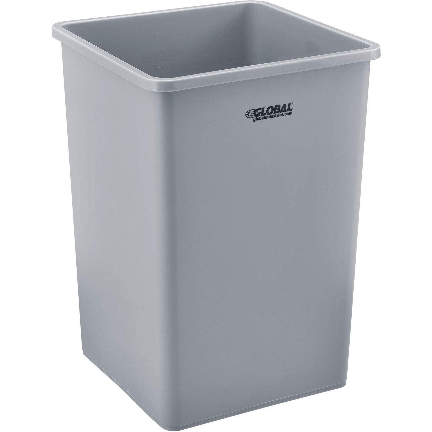 Global Industrial 35 Gallon Square Plastic Garbage Can for Utility