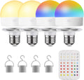 Rechargeable Light Bulbs E26 E27 Battery Operated - Remote 4Pack