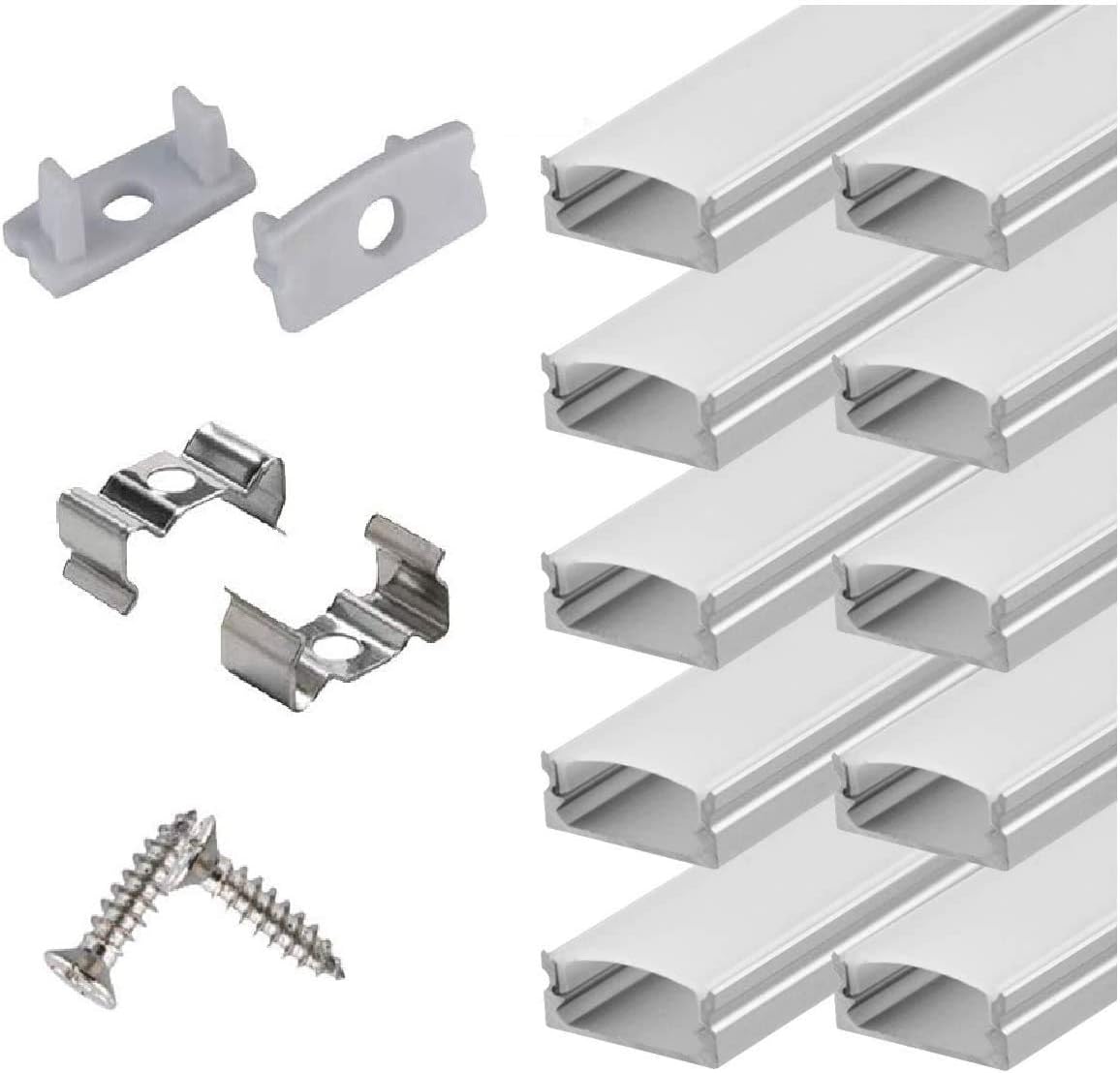 6.6ft LED Strip Channel 20-Pack with Milky Cover and Clips
