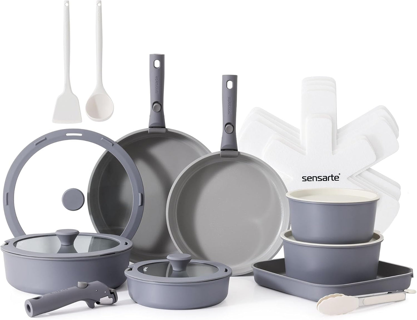 SENSARTE 24 Piece Ceramic Pots and Pans Set for Healthy Cooking