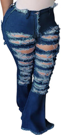 Bell Bottom Jeans for Women Skinny Flared Elastic High Waisted Blue