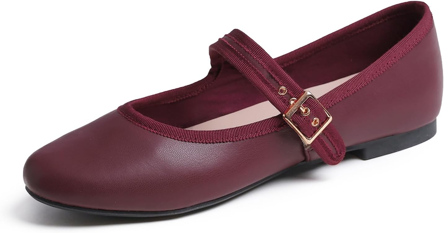 FEVERSOLE Women's Soft Cushion Mary Jane Ballet Flats for Comfort