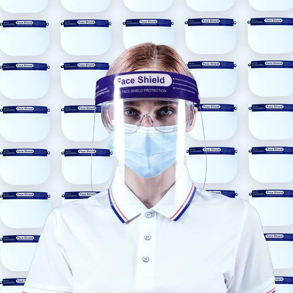 Reusable Face Shield Full Face Anti-Fog Transparent Mask 10 pcs