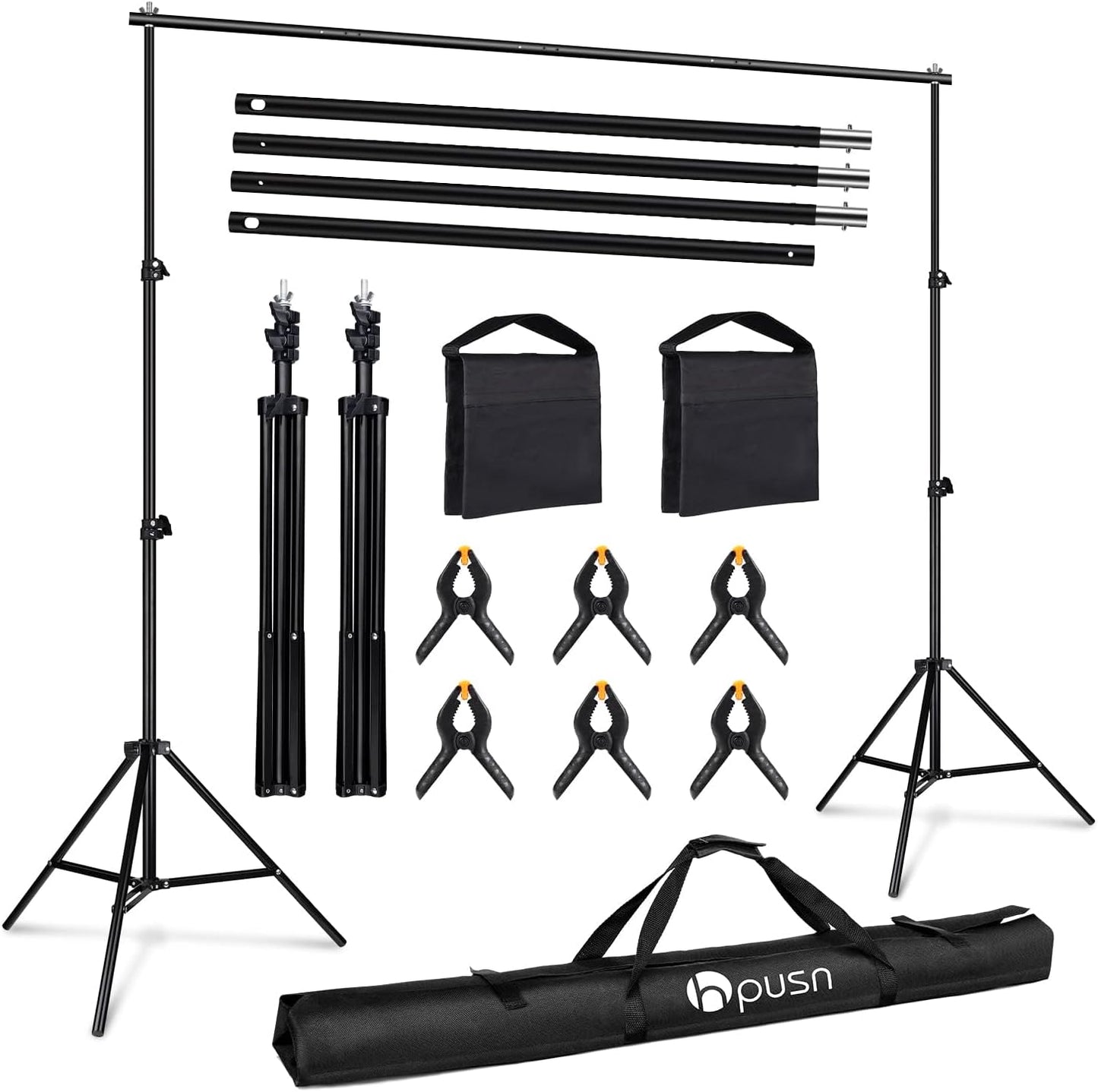 HPUSN Backdrop Stand - Adjustable 10ft x 7ft Photo Studio Kit